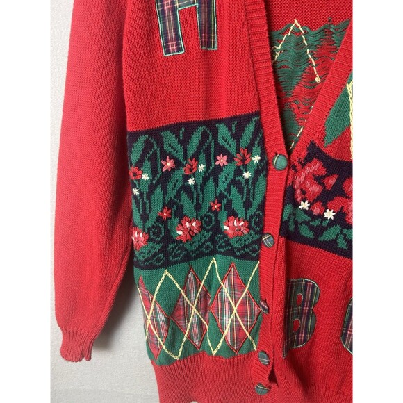 VTG Susan Bristol Cardigan Sweater 90s Teacher Apple Flowers Cottagecore Sz M - Picture 5 of 14